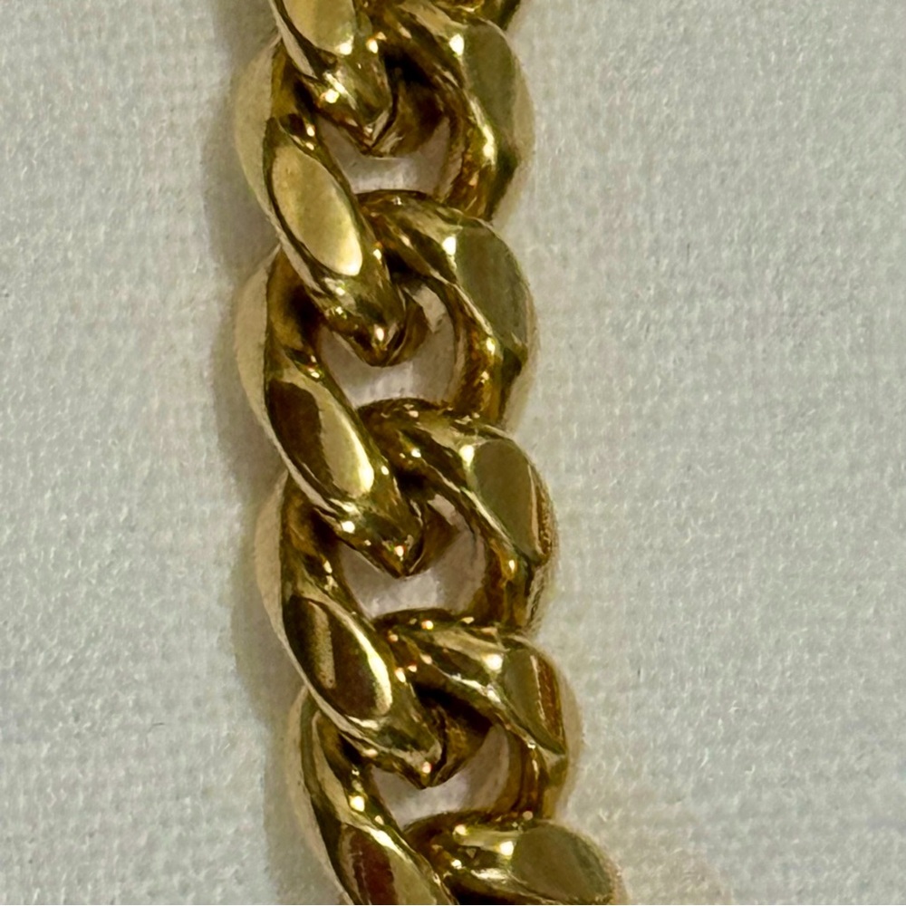 8 mm Solid Curb Link Chain Gold Tone Bracelet Lobster Clasp - Picture 6 of 9